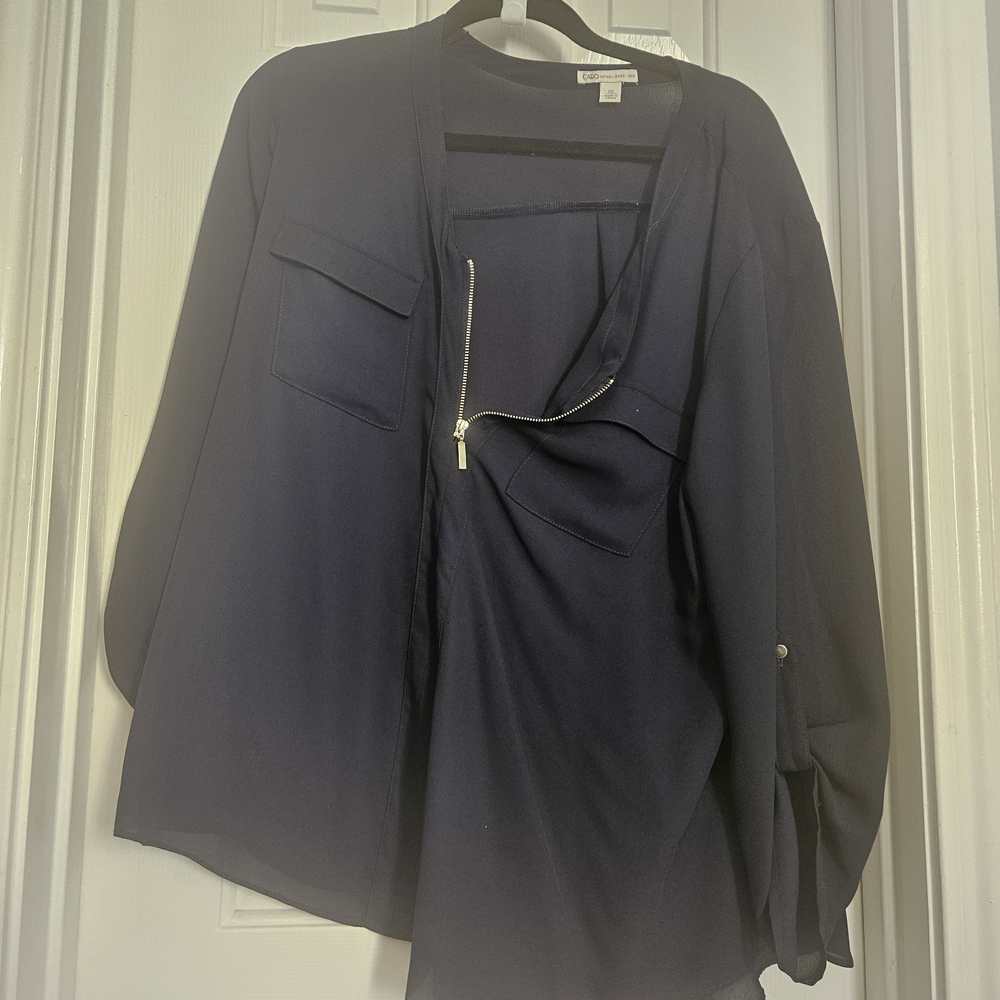 Cato Navy Blazer with Zipper Detail